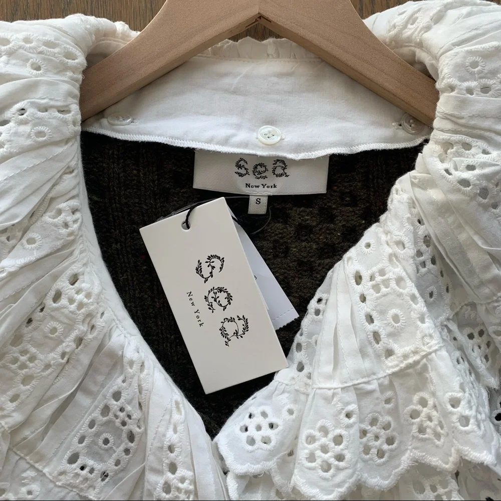 NWT Sea New York Melanie Cardigan in Army Green Size Small - Picture 7 of 11